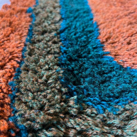 1960's HOJER EKSPORT WILTON Danish Modern Wool Rya Rug Tapestry Mid Century - Picture 12 of 13